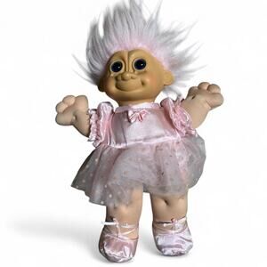 Vintage 1991 russ berrie ballerina troll doll 12" blue eyes pink hair 90s